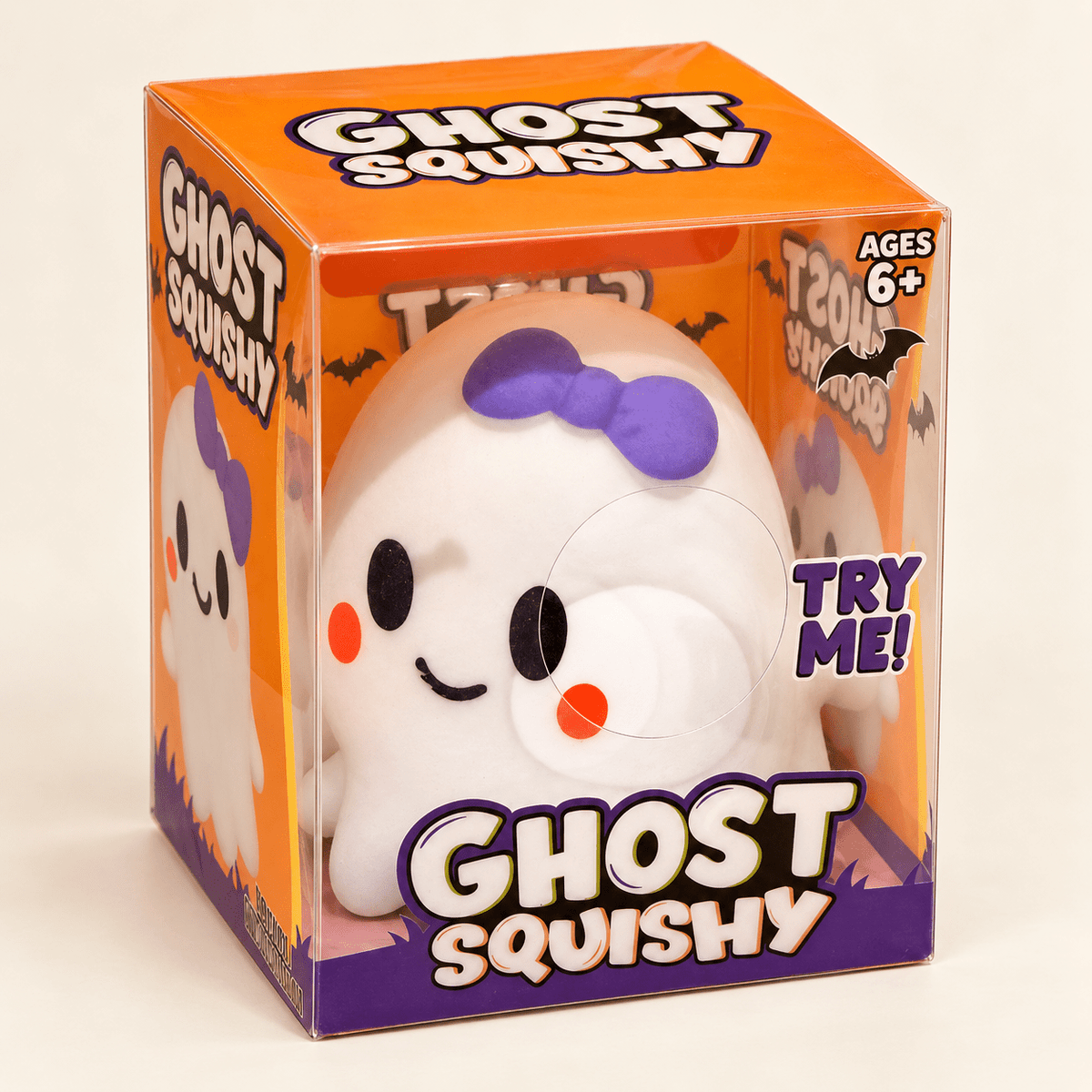 Crazy Fun Ghost Squishy with Purple Bow – Halloween Squeeze Toy - Hiitzchrissy's Eclectic Fun Finds