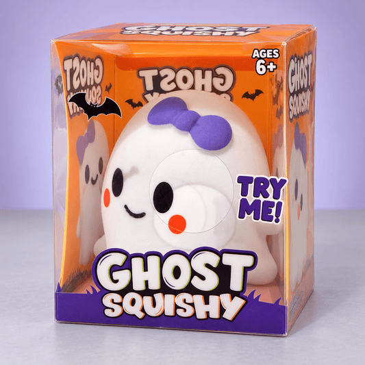 Crazy Fun Ghost Squishy with Purple Bow – Halloween Squeeze Toy - Hiitzchrissy's Eclectic Fun Finds