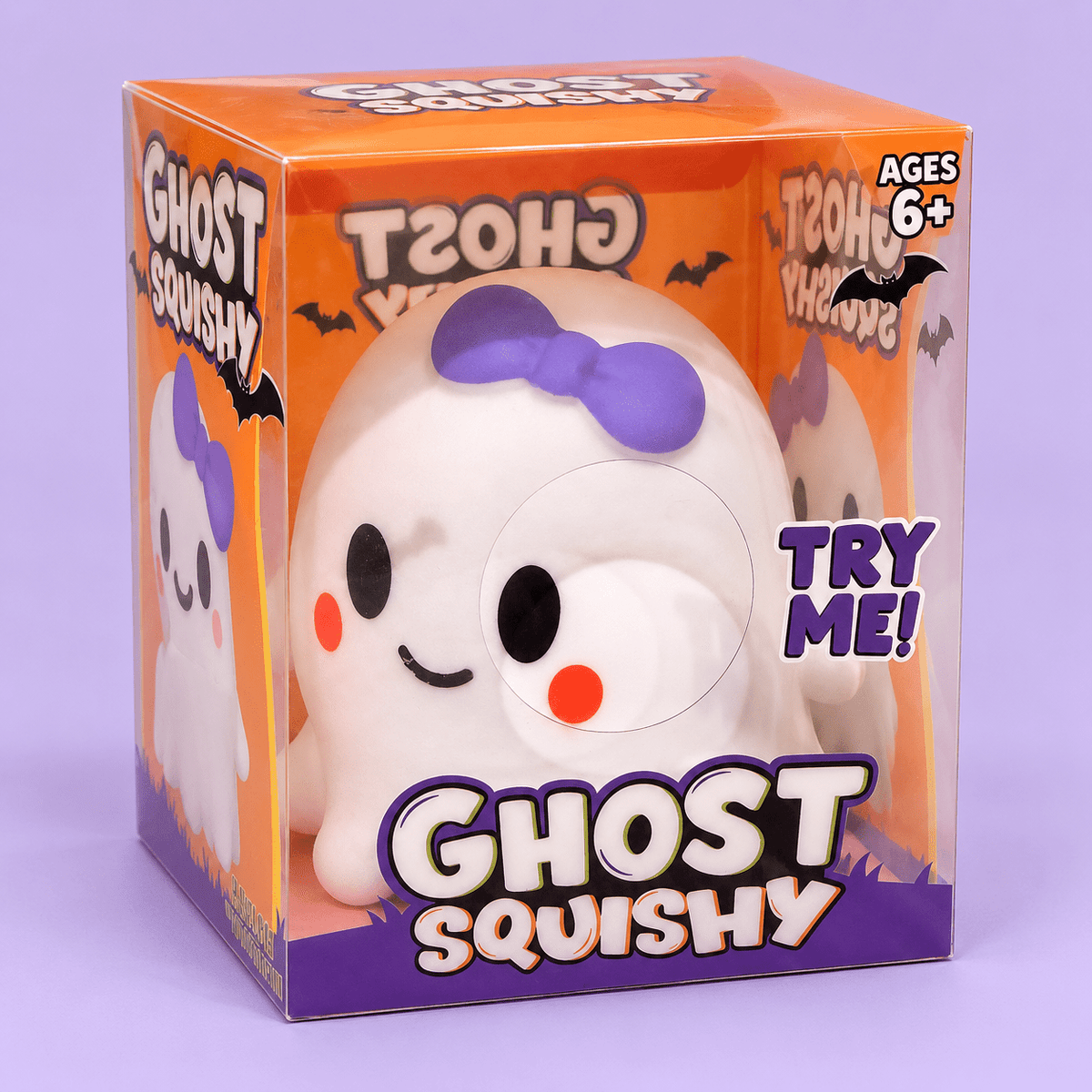 Crazy Fun Ghost Squishy with Purple Bow – Halloween Squeeze Toy - Hiitzchrissy's Eclectic Fun Finds