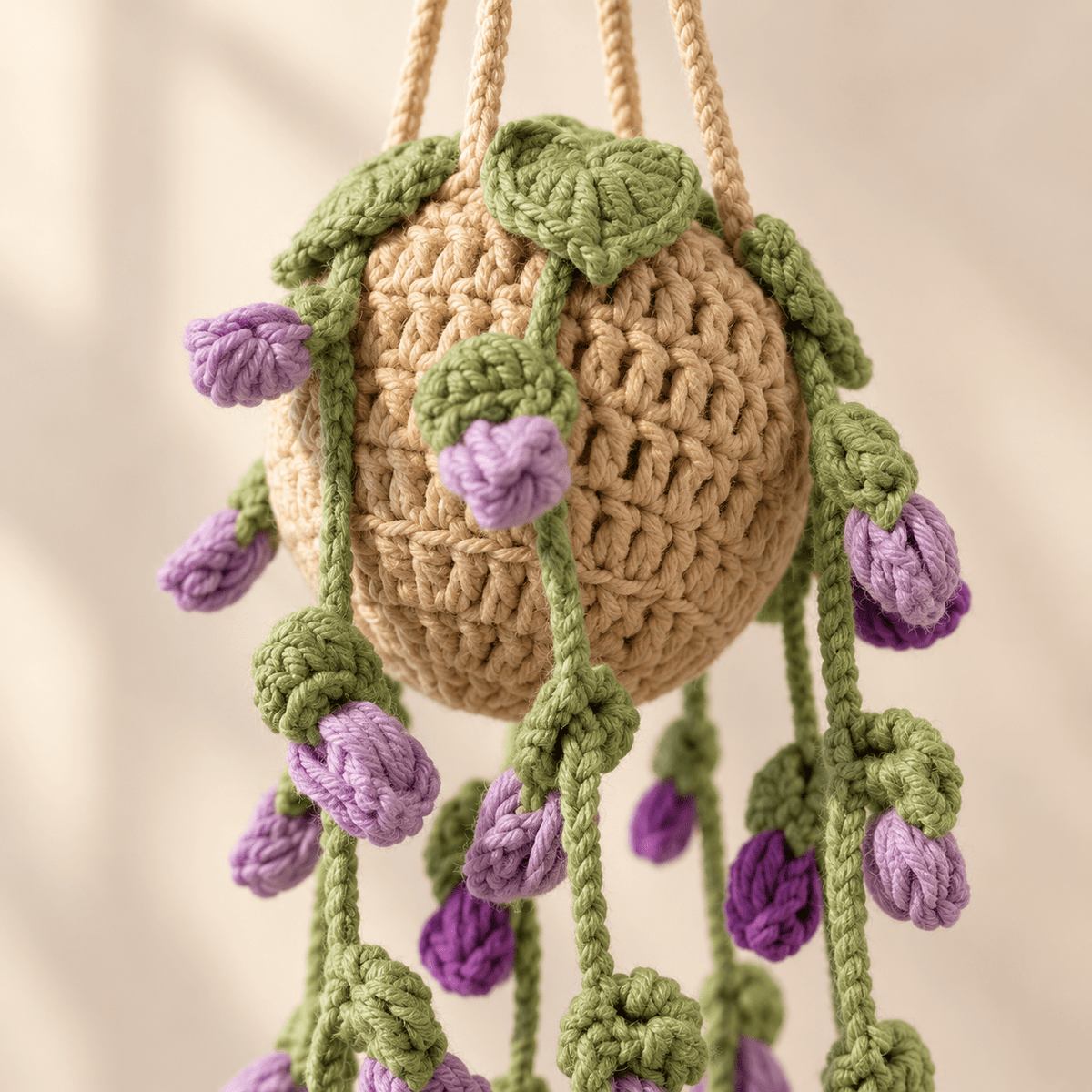 Crochet Hanging Plant Décor – Handmade Floral Vine Basket - Hiitzchrissy's Eclectic Fun Finds