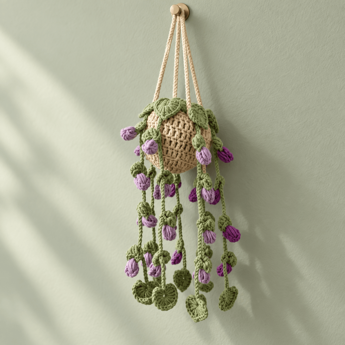 Crochet Hanging Plant Décor – Handmade Floral Vine Basket - Hiitzchrissy's Eclectic Fun Finds