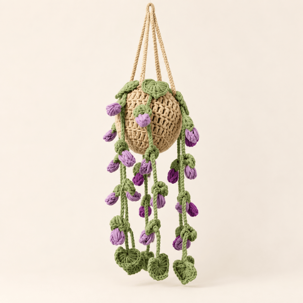 Crochet Hanging Plant Décor – Handmade Floral Vine Basket - Hiitzchrissy's Eclectic Fun Finds