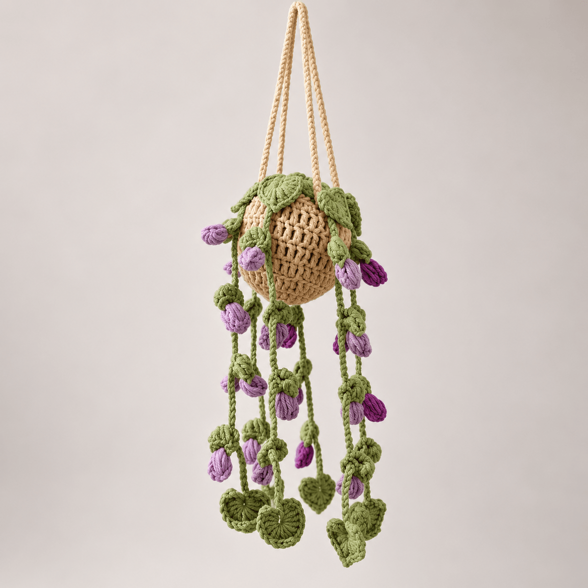 Crochet Hanging Plant Décor – Handmade Floral Vine Basket - Hiitzchrissy's Eclectic Fun Finds