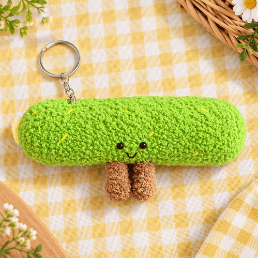 Cute Green Pickle Plush Keychain - Hiitzchrissy's Eclectic Fun Finds