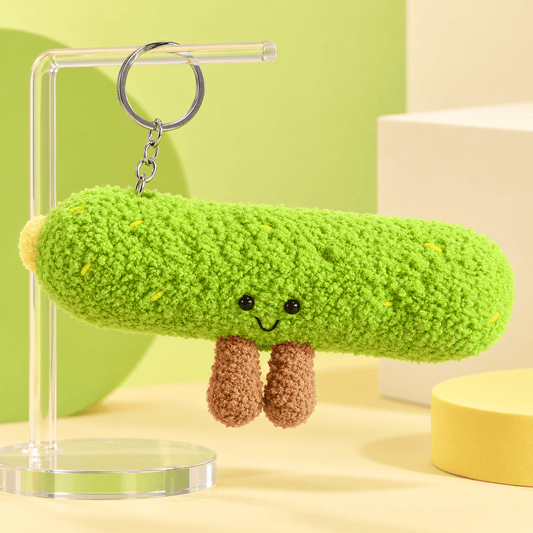 Cute Green Pickle Plush Keychain - Hiitzchrissy's Eclectic Fun Finds