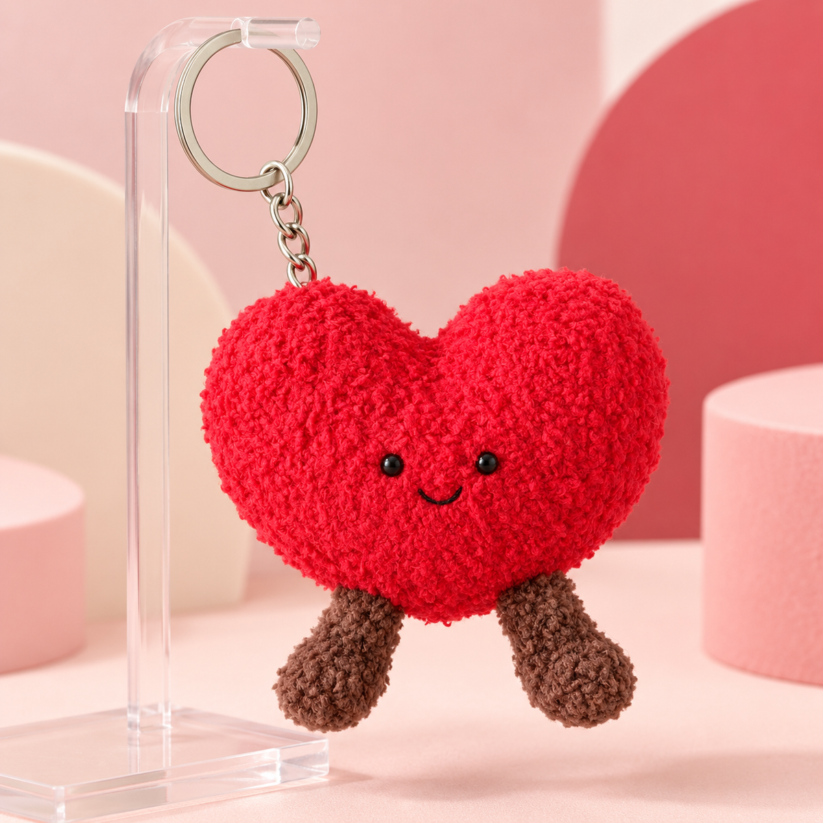 Kawaii Heart Plush Keychain – Cute Red Heart Charm