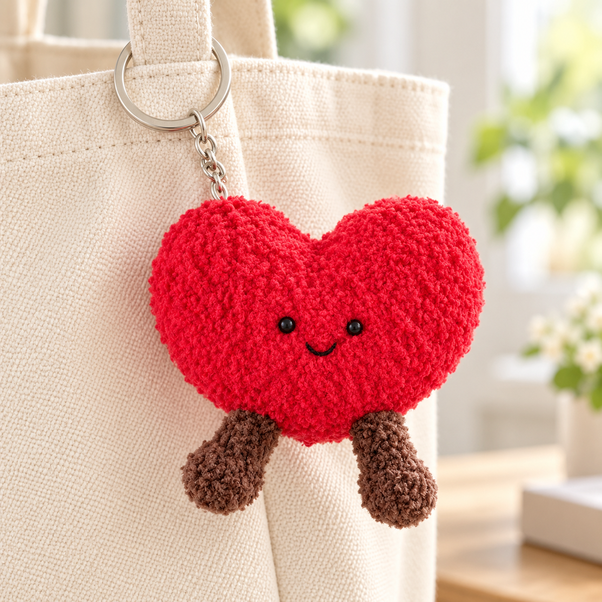 Kawaii Heart Plush Keychain – Cute Red Heart Charm