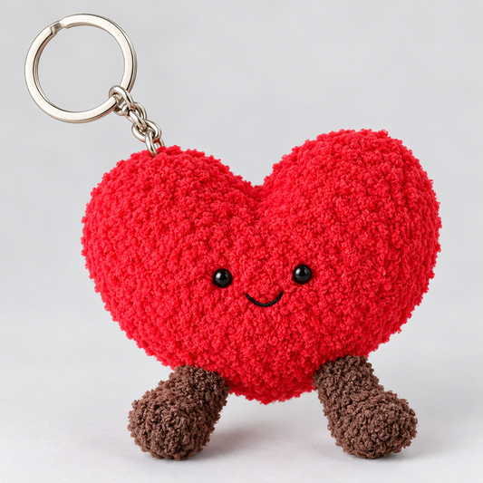 Kawaii Heart Plush Keychain – Cute Red Heart Charm