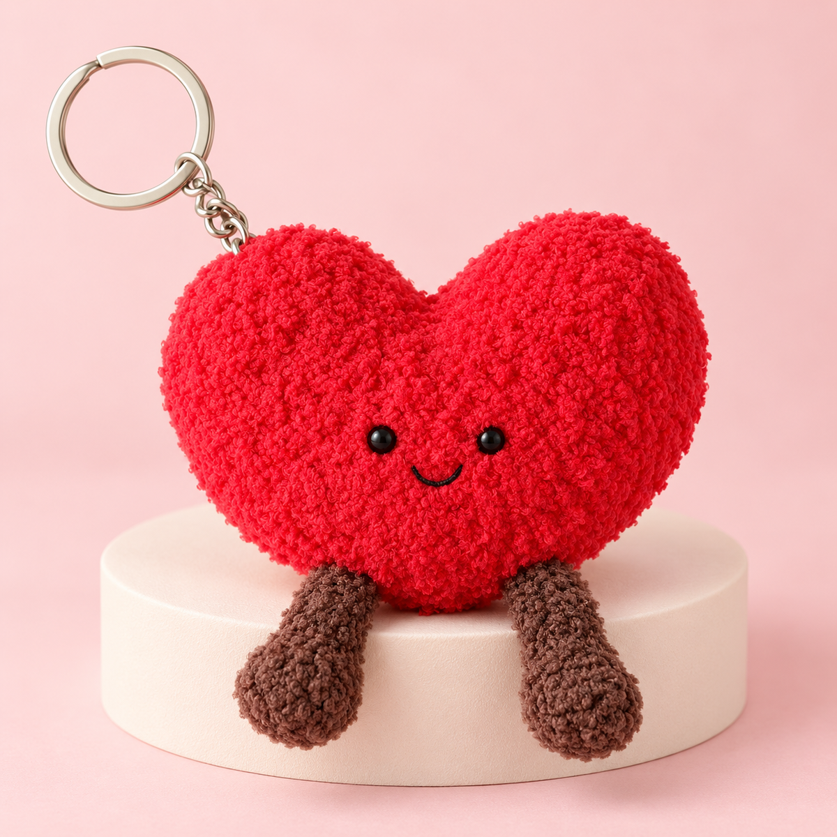 Kawaii Heart Plush Keychain – Cute Red Heart Charm
