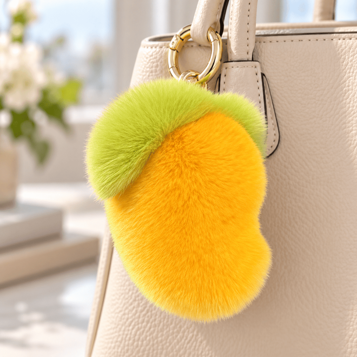 Fluffy Mango Keychain - Hiitzchrissy's Eclectic Fun Finds