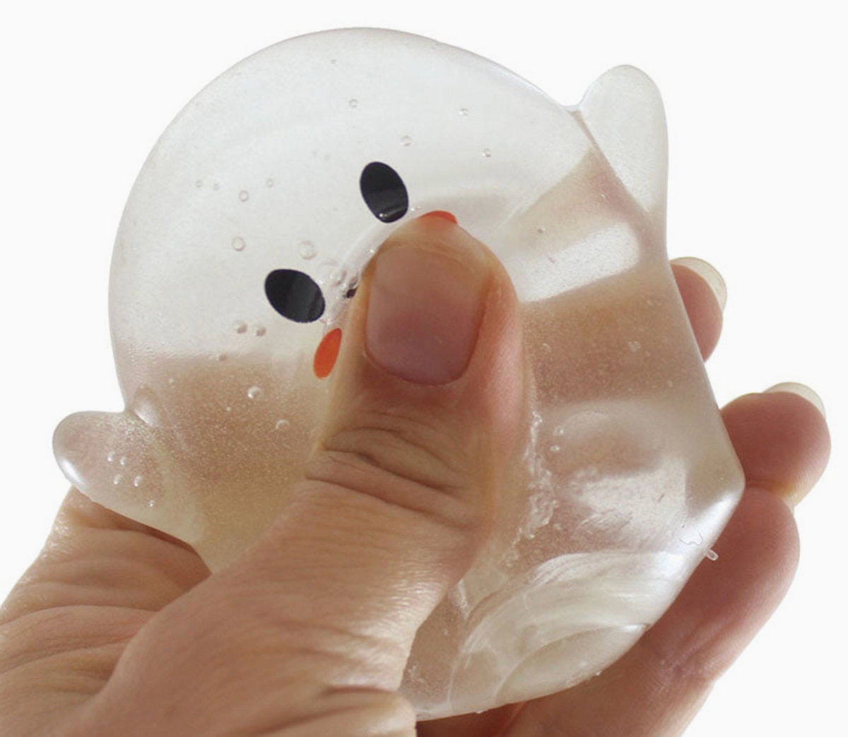 Glow-in-the-Dark Ghost Shape Kawaii Squishy - Spooky Cute Jelly-Like Decompression Squeeze, Glow-in-the-Dark, Sensory Friendly Fidget Toy for 4+ Years, Stress & Anxiety Relief, Collectible Gift Idea