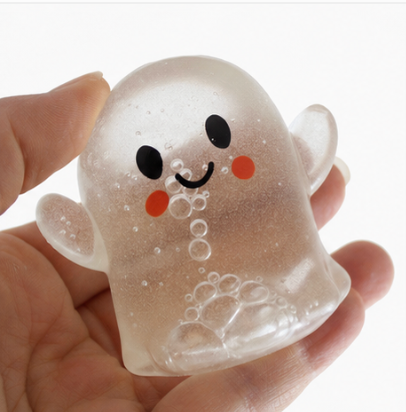 Glow-in-the-Dark Ghost Shape Kawaii Squishy - Spooky Cute Jelly-Like Decompression Squeeze, Glow-in-the-Dark, Sensory Friendly Fidget Toy for 4+ Years, Stress & Anxiety Relief, Collectible Gift Idea