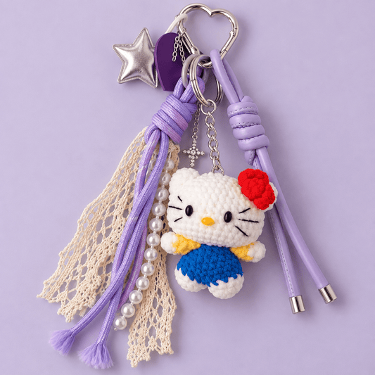 Hello Kitty Crochet-Style Bag Charm and Keychain - Hiitzchrissy's Eclectic Fun Finds