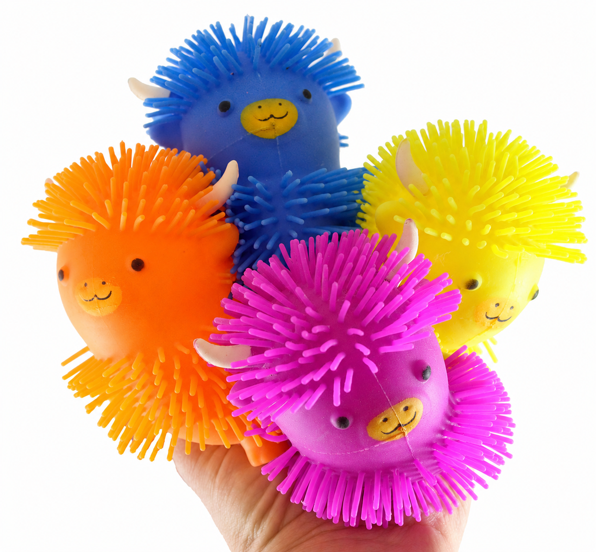 Highland Cow Stretchy Farm Animal Puffer Ball - Random Color, Soft Squishy Sensory Fidget Stress Relief Toy