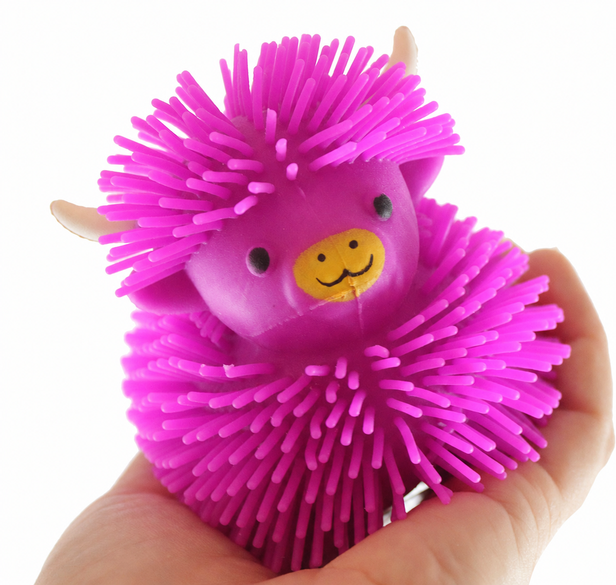 Highland Cow Stretchy Farm Animal Puffer Ball - Random Color, Soft Squishy Sensory Fidget Stress Relief Toy