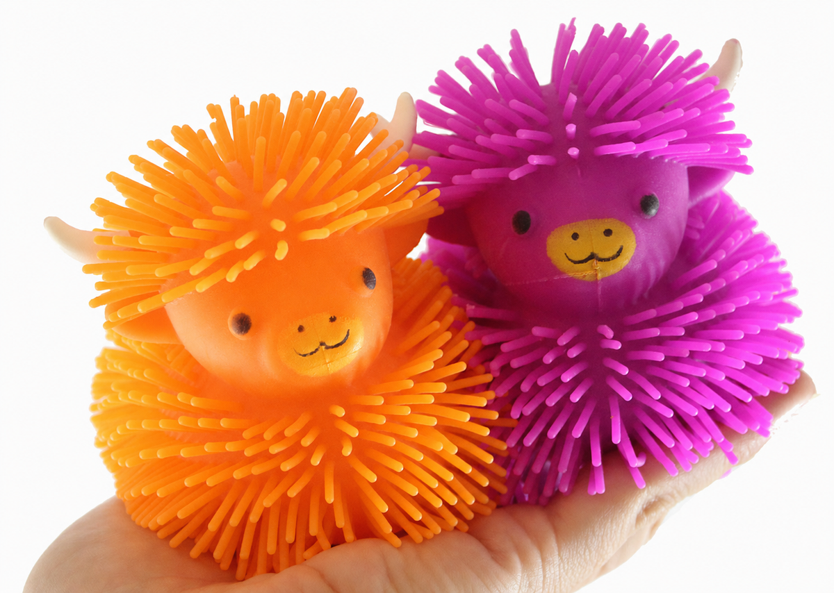 Highland Cow Stretchy Farm Animal Puffer Ball - Random Color, Soft Squishy Sensory Fidget Stress Relief Toy