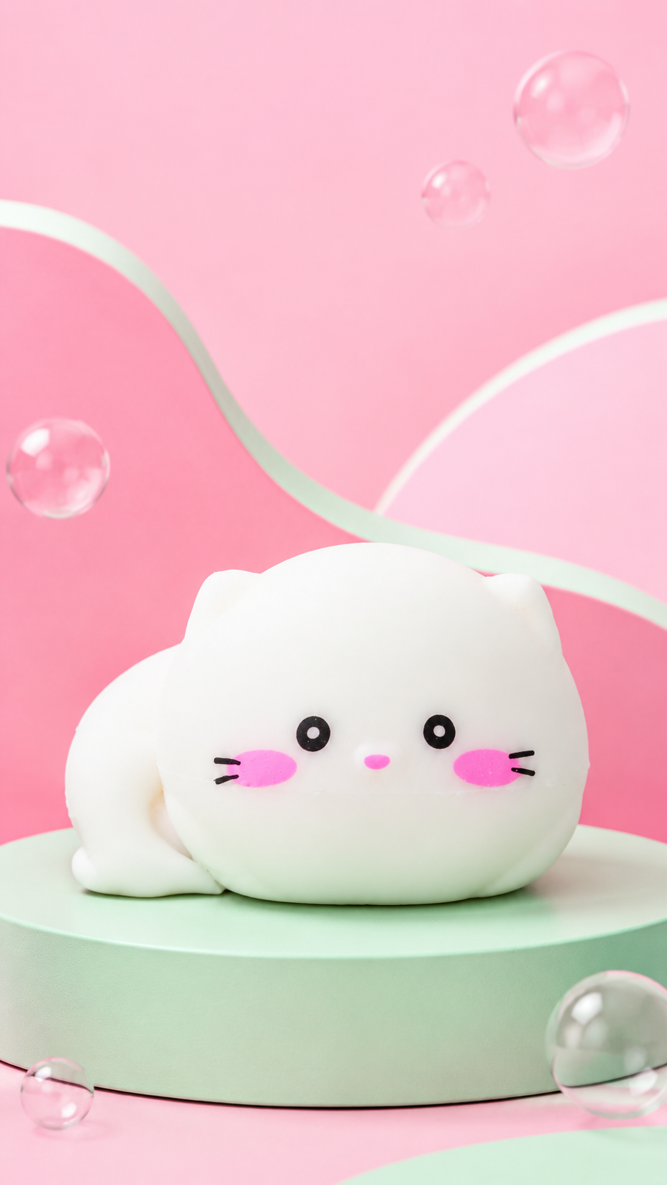 Kawaii White Cat Squishy – Cute Kitty Stress Ball Sensory Fidget Toy