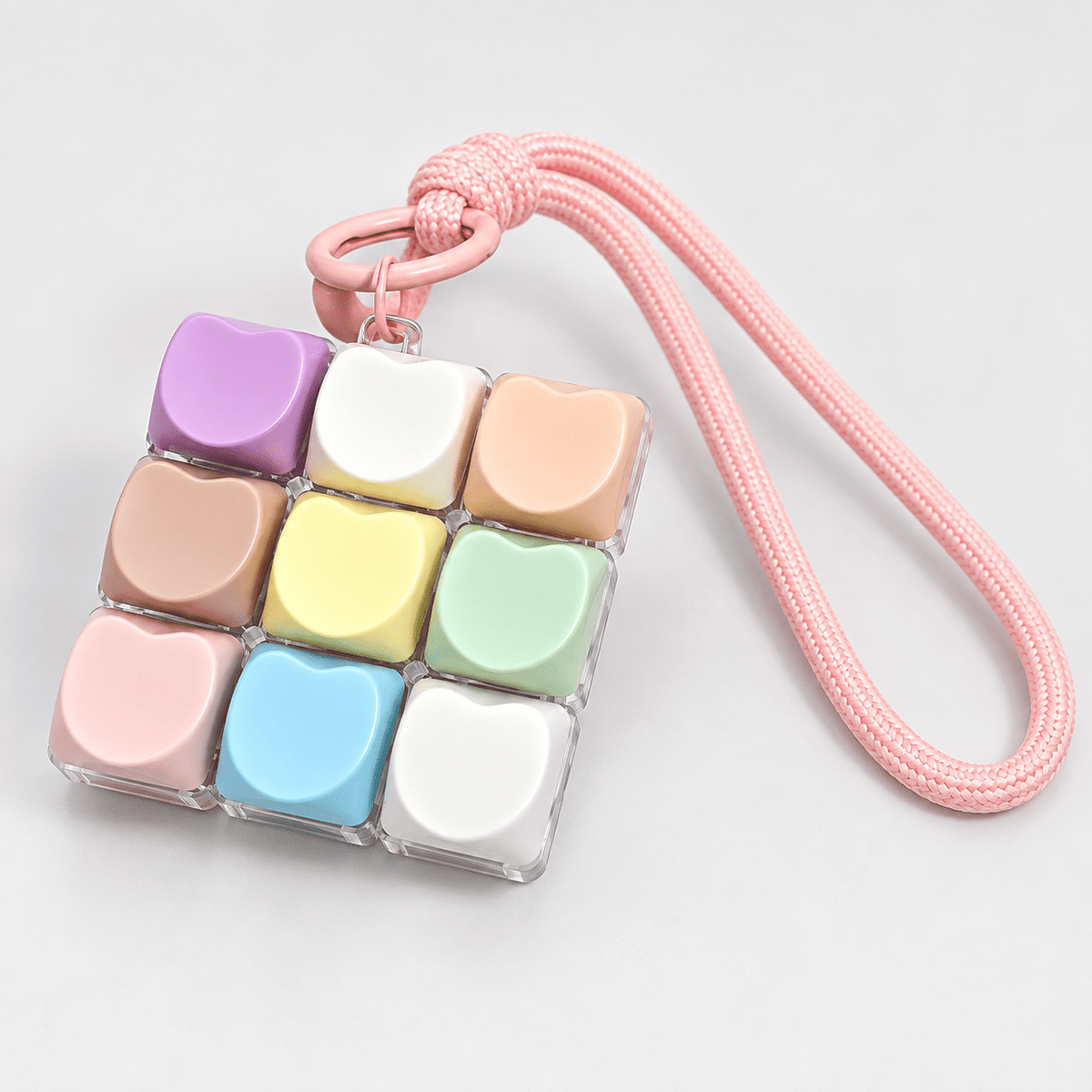 Pastel Heart Keyboard Keychain with Pink Wrist Strap – Mini Fidget Bag Charm - Hiitzchrissy's Eclectic Fun Finds