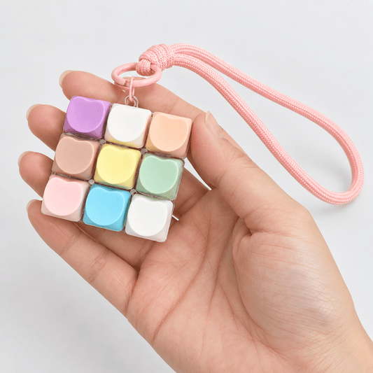 Pastel Heart Keyboard Keychain with Pink Wrist Strap – Mini Fidget Bag Charm - Hiitzchrissy's Eclectic Fun Finds