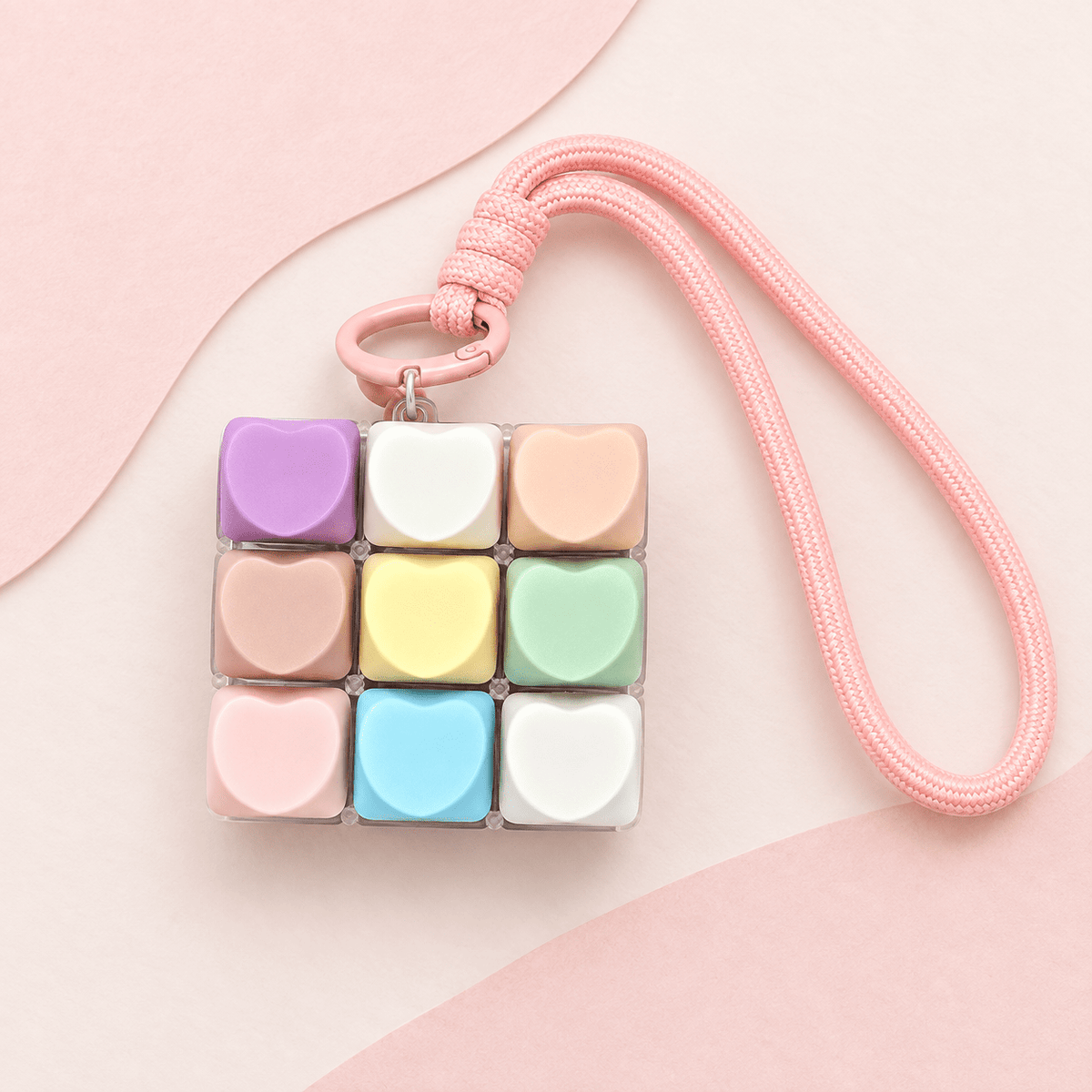 Pastel Heart Keyboard Keychain with Pink Wrist Strap – Mini Fidget Bag Charm - Hiitzchrissy's Eclectic Fun Finds