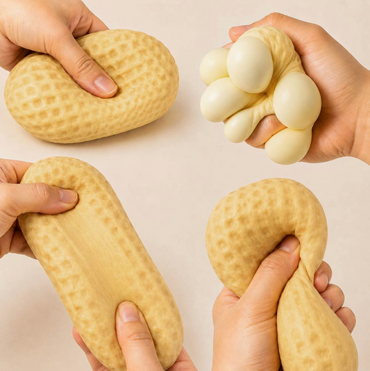 Peanut Squishy Sensory Stress Toy – Stretchy Squeeze Fidget Toy with Pop-Out Peanut Texture