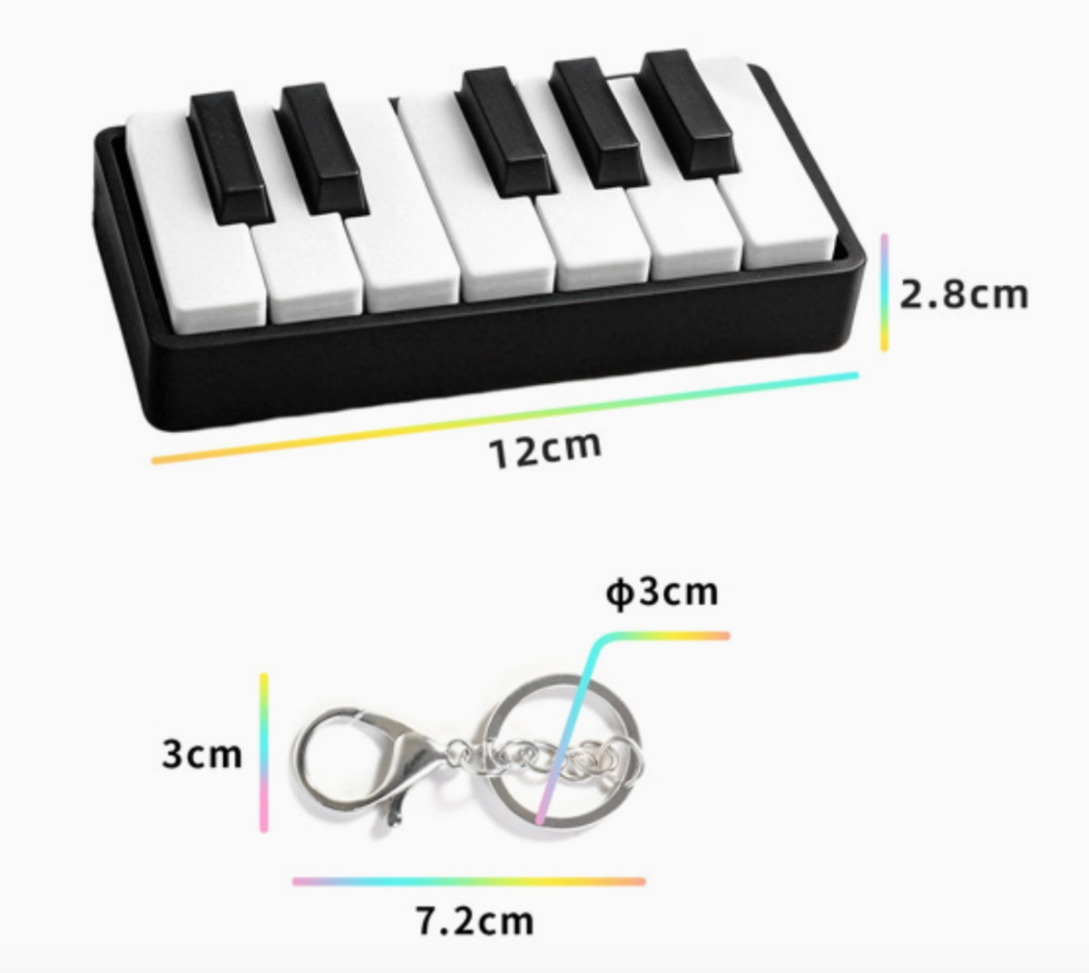Mini Piano Keyboard Keychain - Miniature Simple Plastic Compact Stress Relief Toy, Durable Lightweight Unisex Gift for Music Teachers, Cute Party Backpack Charm
