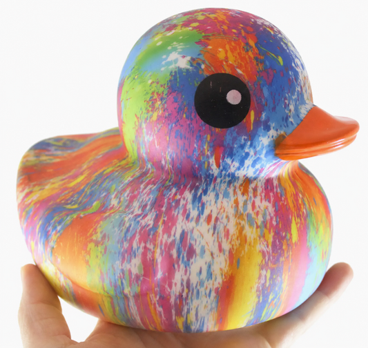 Jumbo Rainbow Splatter Rubber Duck