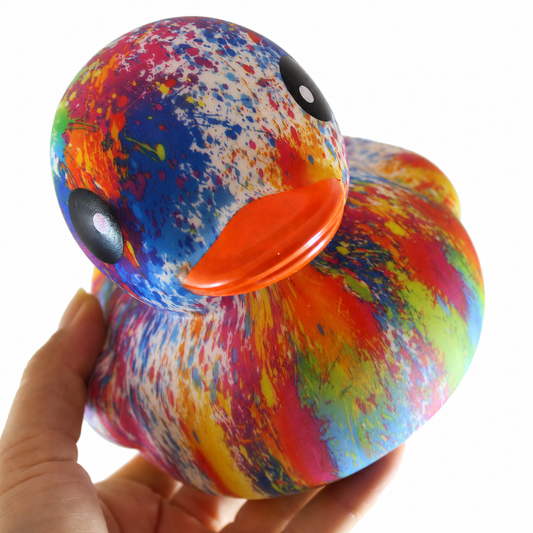 Jumbo Rainbow Splatter Rubber Duck