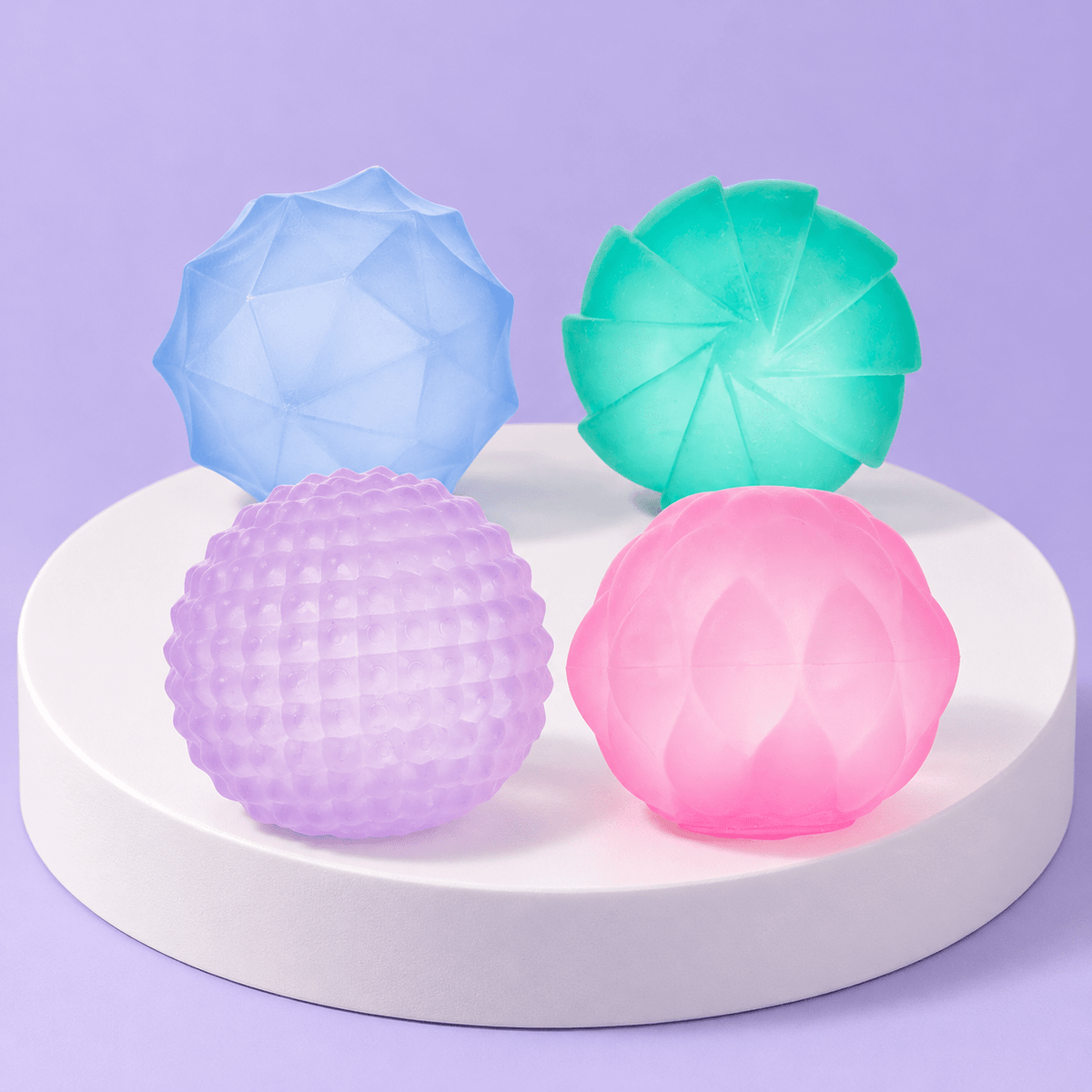 SPEKS Gump Mini Surface Stress Balls – 4-Pack Textured Memory Gel Fidget Set - Hiitzchrissy's Eclectic Fun Finds