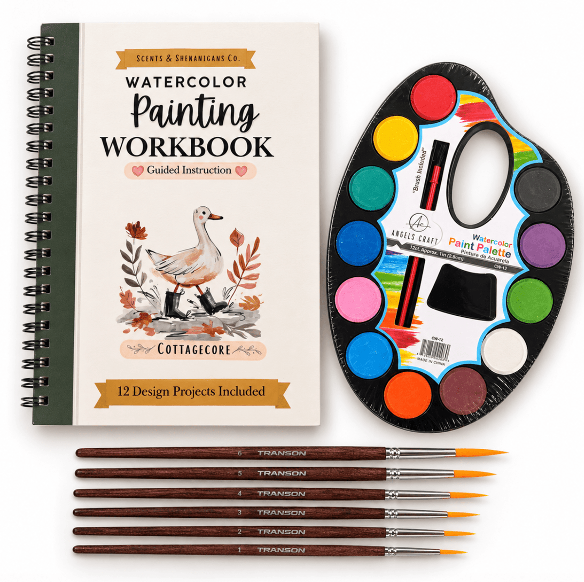 Watercolor Painting Bundle – Beginner Workbook, Paint Set and 6 Brushes - Hiitzchrissy's Eclectic Fun Finds