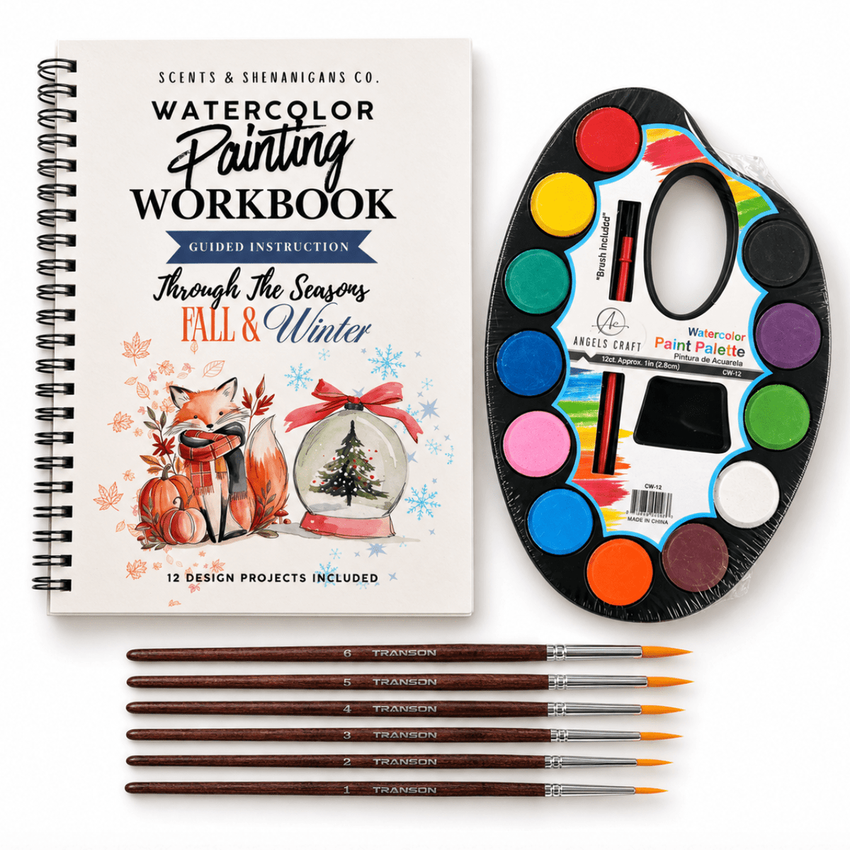 Watercolor Painting Bundle – Beginner Workbook, Paint Set and 6 Brushes - Hiitzchrissy's Eclectic Fun Finds