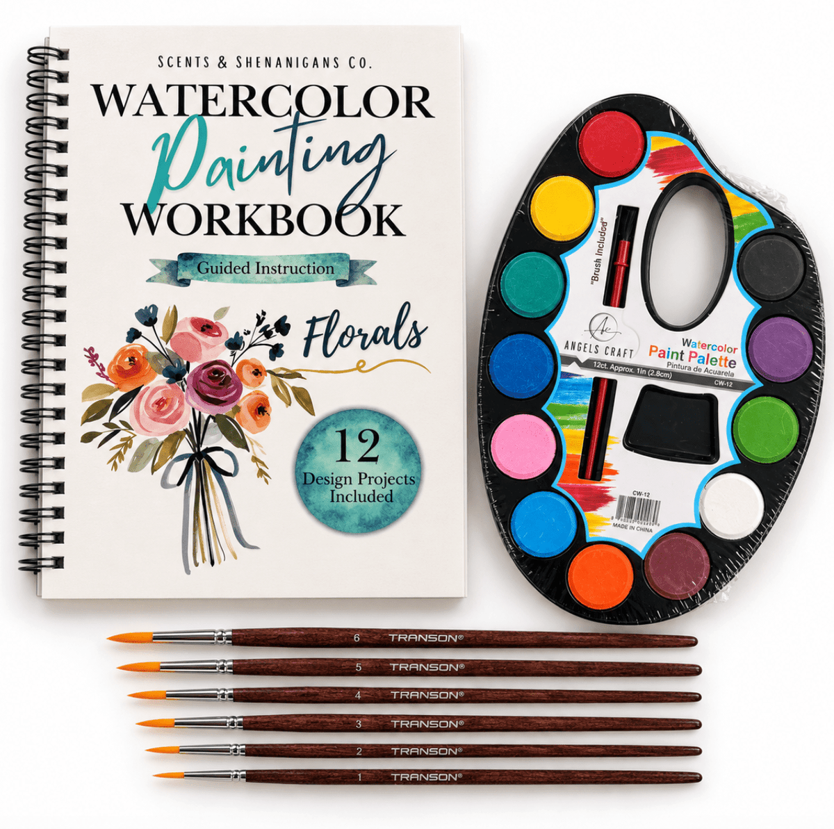 Watercolor Painting Bundle – Beginner Workbook, Paint Set and 6 Brushes - Hiitzchrissy's Eclectic Fun Finds